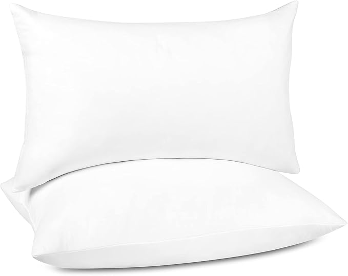 puredown® 14x24 Feather Down Pillow Inserts, Set of 2 Lumbar Pillow Inserts for or Bed Cushion Couch Sofa, Decorative Fluffy Pillow Inserts with Down-Proof Cover