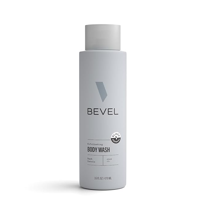 Bevel Exfoliating Body Wash for Men - Dark Cassis Scent with Charcoal and Argan Oil, 16 Oz (Packaging May Vary)