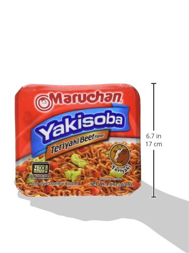 Maruchan Yakisoba Teriyaki Beef, Japanese Instant Ramen Noodles, 4 Oz, 8 Count (Pack of 2)
