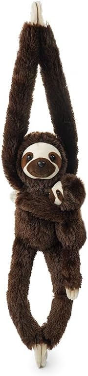 2pcs Sloth Hanging Stuffed Animal Mother with Baby Hanging Plush Toys, Three-Toed Sloth Hooks and Stuffed Animals with Rings for Kids 4-8, Gifts for Boys and Girls