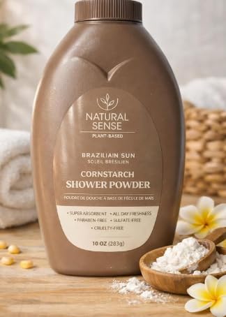 Pack of 1 Natural Sense Shower Powder BRAZILIAN SUN (Soleil Bresilien) Plant-Based Cornstarch Dusting Powder 10 Ounce