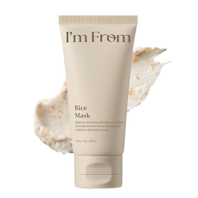 I'm From Rice Mask, Soft Exfoliating Wash-Off Rice Mask, Glass&Dewy, Hydration, Korean Skin Care 2.37fl.oz