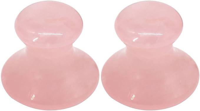 Uonlytech 2Pcs Gua Sha Tools Rose Quartz Mushroom Face Massager Health Jade Stones Mushroom Scraping Massage Tool for Women Home Spa, Pink