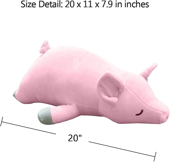 Stuffed Plush Pig Animal Toys 20 Inches Pink Piggy Animal Stuffed Plushies Super Soft Cute Cuddly Pillow Cushion Stuff Dolls Gifts for Children Kids Boys Girls Room Decor Bed Nursery, 20Inches