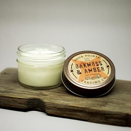 Oakmoss and Amber Scented 4 Oz Soy Aromatherapy Candle w/Jar - Four Points Trading Co.