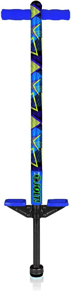 Flybar Jolt Pogo Stick for Kids, Perfect for Beginners w/Foam-Covered Metal Frame, Handles & Padding, Non-Slip Foot Pads, Wide Tip, Outdoor Active Play Toy for Boys & Girls, Ages 6+, Geo