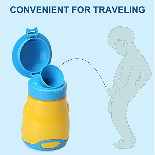 Pssopp Travel Urinal for Car Trips 600ml Leak Proof Funnel Seal for Emergency Potty Training, Fall Resistant Lightweight Portable Bottle for Buggy Basket Outdoor Outings for Baby Boys Tra