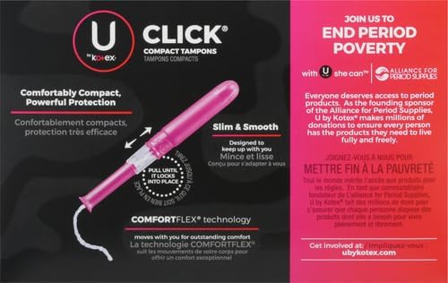 U by Kotex Tampons, Click Compact, Super Plus Absorbency, Unscented, 45 Count (Pack of 4)