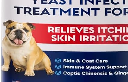 Yeast infection treatment for dogs–Dog ear infection treatment Dog itching skin relief | Caprylic Acid, Pau d’Arco & Goldenseal support Hot spot treatment for dogs Ear Discomfort |120 chewable tablets