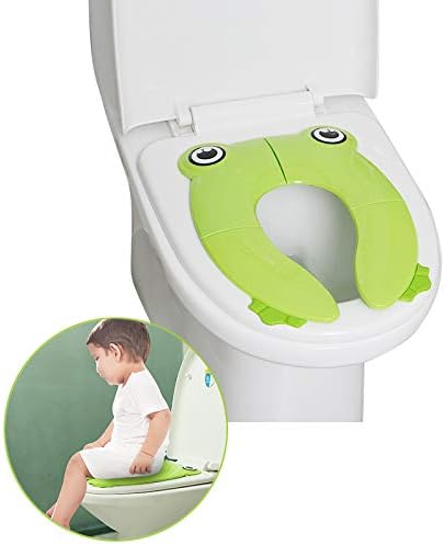Travel Potty Seat for Toddler - Folding Toilet Seat Cover Travel Potty Training seat for Baby Boy Girl Toddler Kid Upgrade 6 Non Slip Pad FABUDERFUL