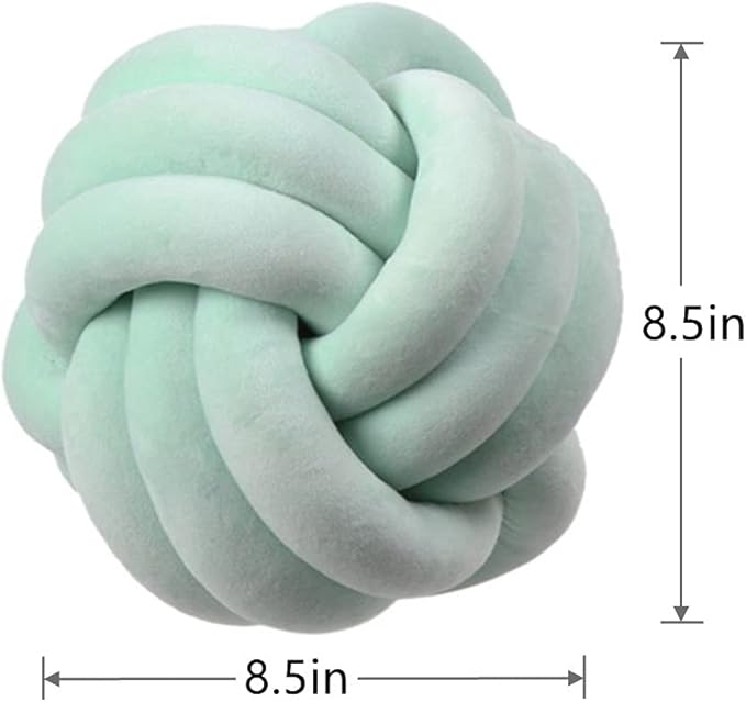Knot Pillow Ball Round Cushion Pillows, Children Room Decoration Plush Toys Calming Stress Relief Toy (Mint,8.5in/22cm)