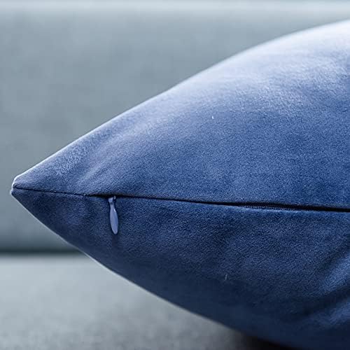 JUSPURBET Blue 24x24 Velvet Throw Pillow Covers Set of 2 for Couch Sofa Bed | JUSPURBET Decorative Pillow Covers with Invisible Zipper for Modern Living Room Bedroom Home Decor
