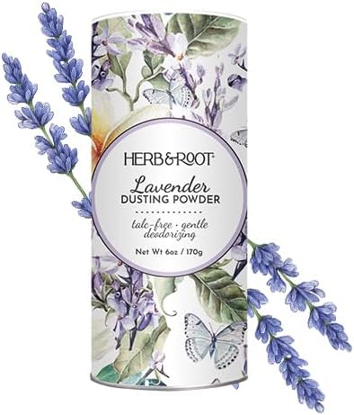 Herb & Root Body Powder Gift Set- Oprah's Favorite Things, 3 Talc-Free Scents: Lavender, Rose, Vanilla, Large Puff
