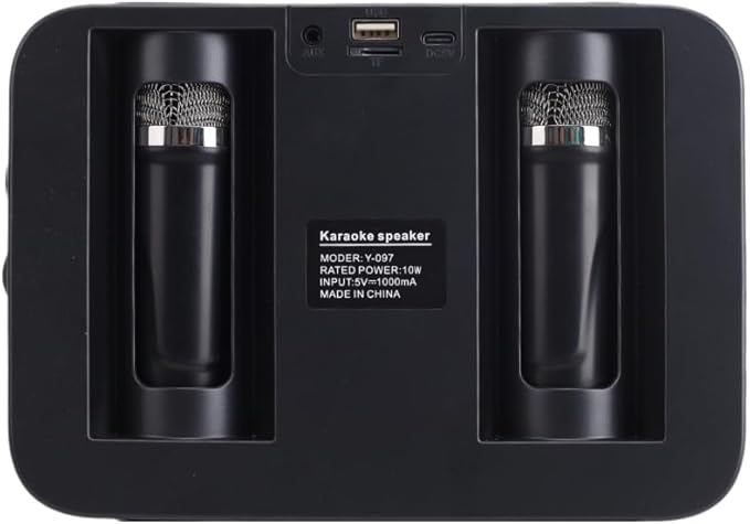 Karaoke Machine for Kids Portable Karaoke Speaker with 2 Wireless Microphones, USB/TF Card Compatible,PA System, mini Karaoke Machine for Family Gatherings/Meeting/Outdoor Activities (Black)