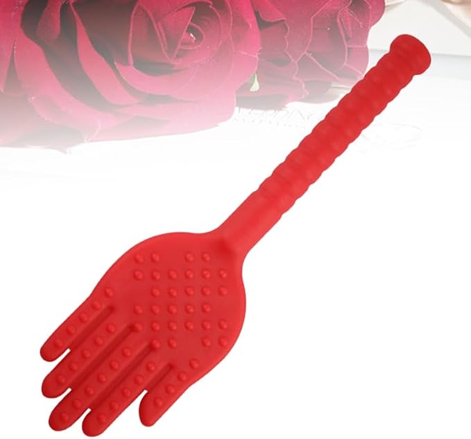 Palm Shaped Plastic Health Massage Hammer Durable Elastic Beat Pat Tool for Fatigue Relief Blood Circulation for Full Body Therapy Red