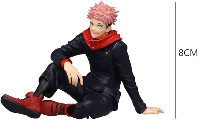 2PCS Anime Figures Itadori Yuji Figurine Sitting Pose Character Statue PVC Collection Model Desktop Decoration