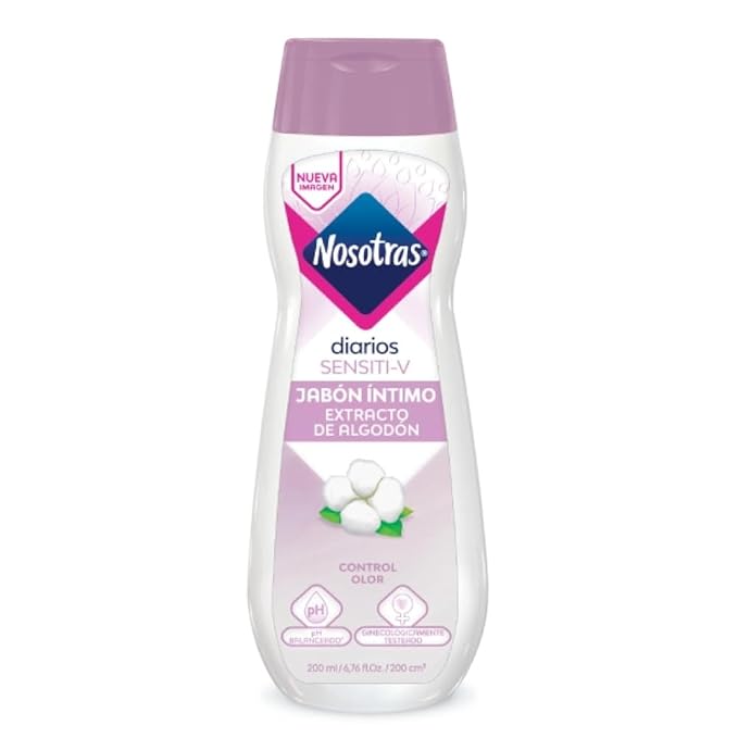 Nosotras Feminine Wash Kit Intimate Soap Sensiti-V | Pack x2 Jabon Intimo Sensiti-V Extracto de Algodon Colombia x2(6.76oz - 200ml)