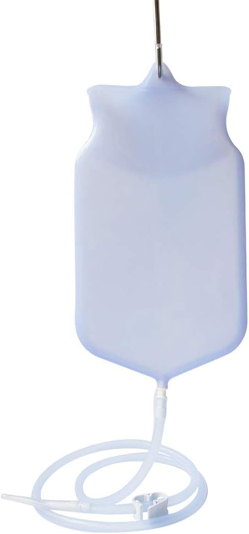 Silicone Enema Bag Kit for Colon Cleansing | 2 Quart Open Top Enema Bag with Silicone Hose - Reusable Home Coffee Water Colon Cleansing Enema Kit