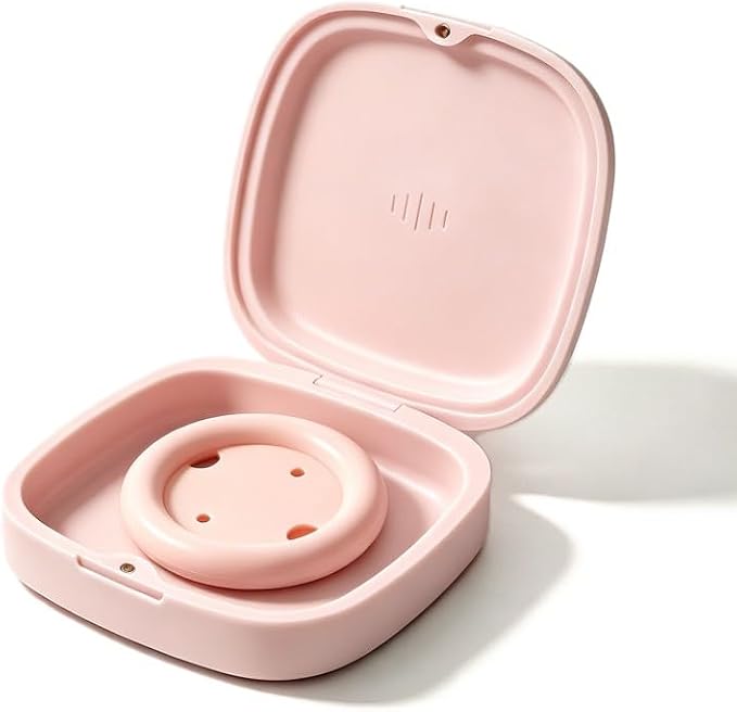 Slim Pessary Holder for Travel, Vented Pessary Storage Case, Pessary Container with Vent Holes, Magnetic Closure (Pink)