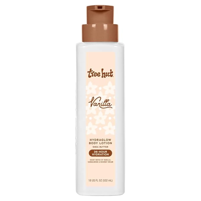 Tree Hut Hydraglow Body Lotion Vanilla, Mothers Day Gifts, Hydrating & Nourishing Daily Body Moisturizer for Smooth, Soft Skin & Cozy Fragrance, Long-Lasting Hydration, 18 fl oz