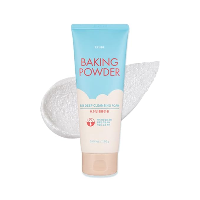 ETUDE Baking Powder B.B Deep Cleansing Foam, 2 in 1 Rice Bran + Baking Powder, Creamy Bubble + Scrub Exfoliate Skin, Fash Wash, Deep Cleanser for Makeup, Korean Skin Care, Beauty (5.64 Ounce)