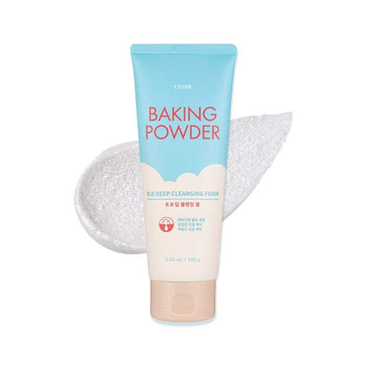 ETUDE Baking Powder B.B Deep Cleansing Foam, 2 in 1 Rice Bran + Baking Powder, Creamy Bubble + Scrub Exfoliate Skin, Fash Wash, Deep Cleanser for Makeup, Korean Skin Care, Beauty (5.64 Ounce)