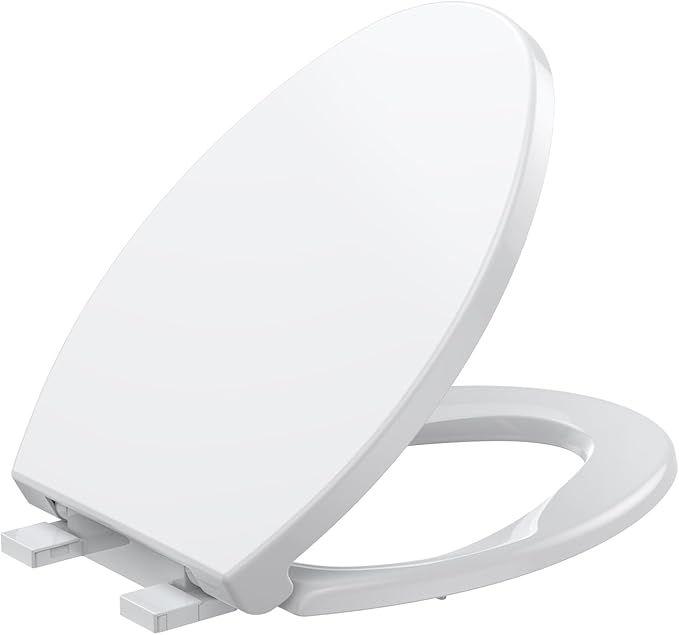 Elongated Toilet Seat Cover – PP Quick Release Flat Lid Toilet Seat, White Soft Close Design for Easy Cleaning & Comfortable Use