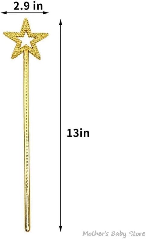 Tvoip 5PCS Girls Costume Props Star Magic Wand Angel Fairy Wands Sticks Birthday Party Wedding Halloween Cosplay Christmas 13 Inches (Gold)