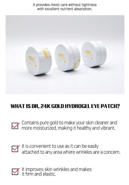 LEBELAGE Eye Patch Hydrogel 24K Gold 60 Sheets | Cooling Hydrogel Under Eye Patches with Gold | Moisturizing Eye Care for Daily Skincare Routine