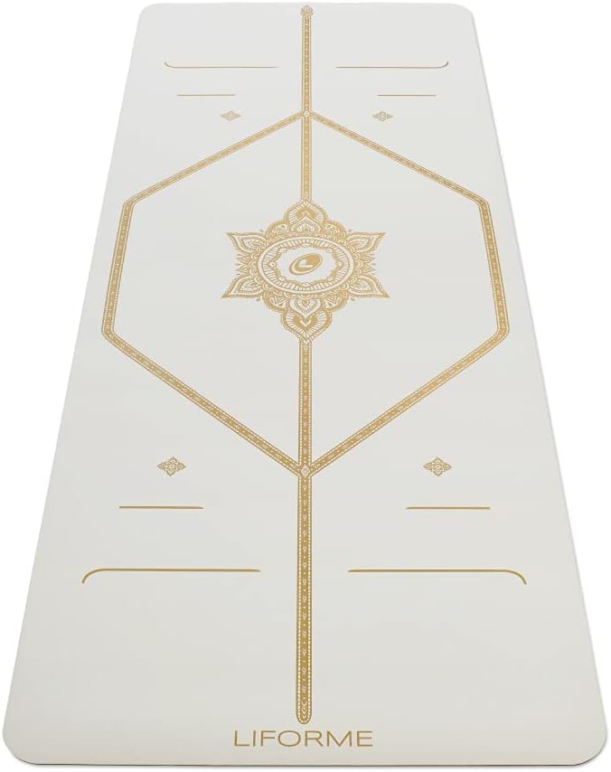 Liforme Travel Yoga mat – Patented Alignment System, Warrior-Like Grip, Non-Slip, Eco-Friendly, Ultra-Lightweight and Sweat Resistant, Made with Natural Rubber