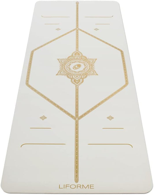 Liforme Travel Yoga mat – Patented Alignment System, Warrior-Like Grip, Non-Slip, Eco-Friendly, Ultra-Lightweight and Sweat Resistant, Made with Natural Rubber