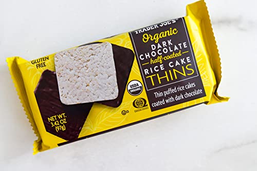 Trader Joe's Organic Dark Chocolate Puffed Rice Cake Thins | Gluten Free, Pack of 3
