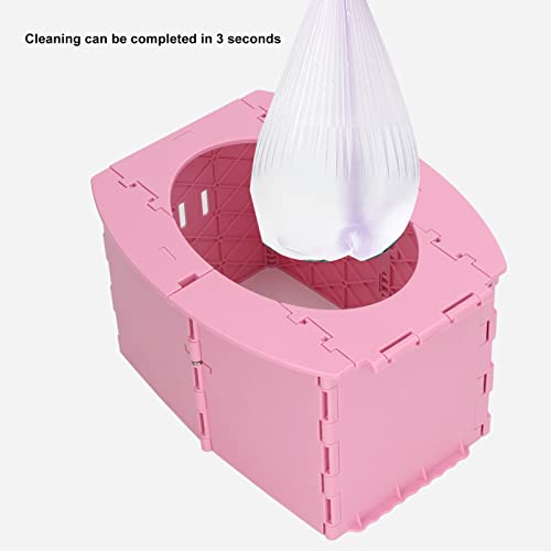 ZJchao Folding Travel Potty, Portable Lightweight Foldable Toddler Potty Toilet Camping Travel Fold Up Toilet Seat with Trash Bag Storage Bag and Strap for Long Distance Driving Tourism(Pink)