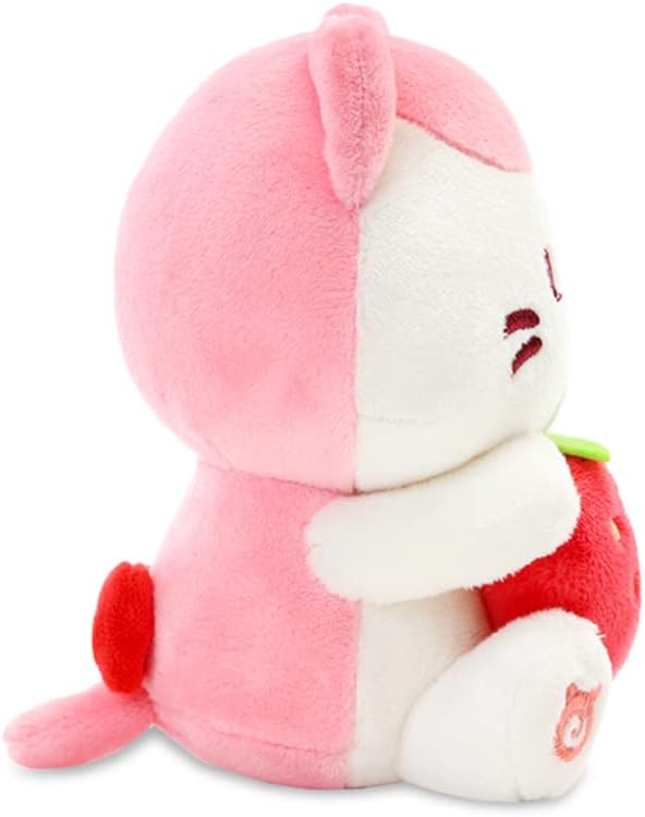 Anirollz Stuffed Animal Plush Toy – 6" Small Sitting Plush Doll Soft, Squishy, Warm, Cute, Comfort, Safe Birthday Kitty Cat Character with Strawberry Kittiroll