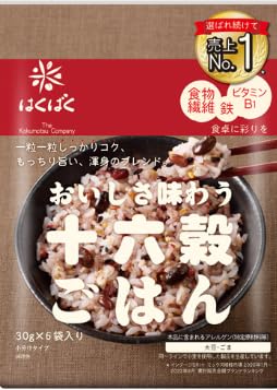 Hakubaku 16 Multigrain mix grains for rice flavoring 180g (30g x 6 portions) Japgokbap 잡곡밥. Product of Japan. No.1 Mixed Grains Brand in Japan by Hakubaku. Easy healthy and tasty multigrain rice.
