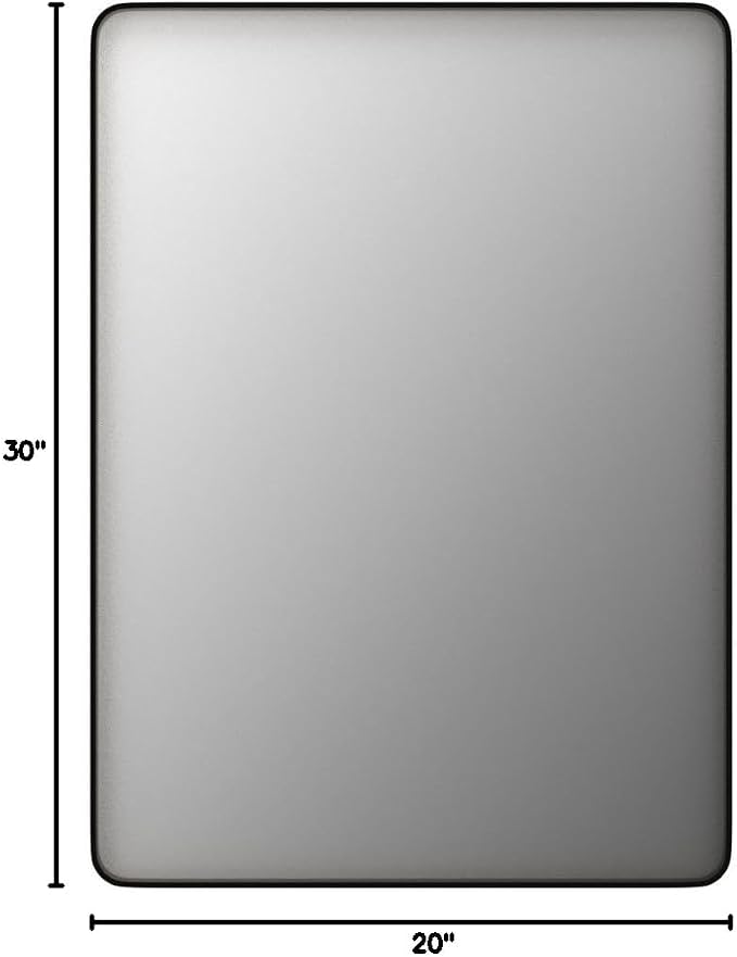 LOAAO 20"X30" Bronze Bathroom Mirror for Vanity | Rounded Rectangle, Brushed Bronze Metal Frame, Anti-Rust, Hangs Horizontally or Vertically