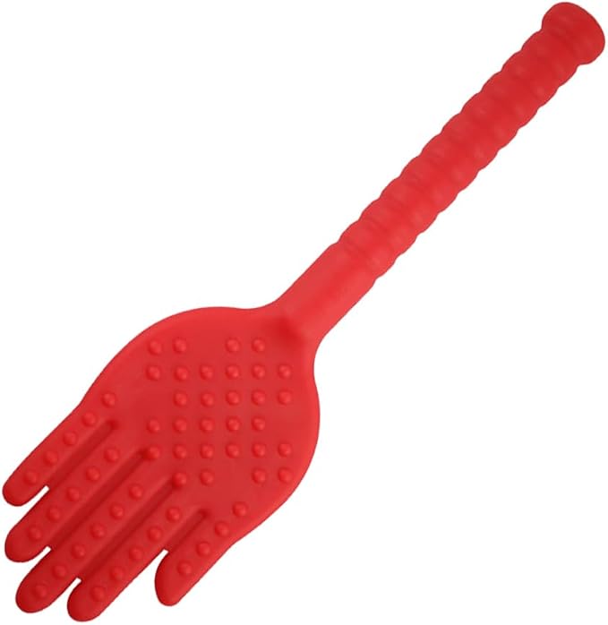 Palm Shaped Plastic Health Massage Hammer Durable Elastic Beat Pat Tool for Fatigue Relief Blood Circulation for Full Body Therapy Red