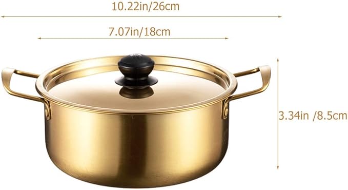 Kichvoe Stainless Steel Noodle Pot with Lid Portable Korean Ramen Pot for Soup Porridge and Noodles 9.76 X 7.08 X 3.93 in Lightweight Kitchen Cookware for Camping Hiking and Picnic