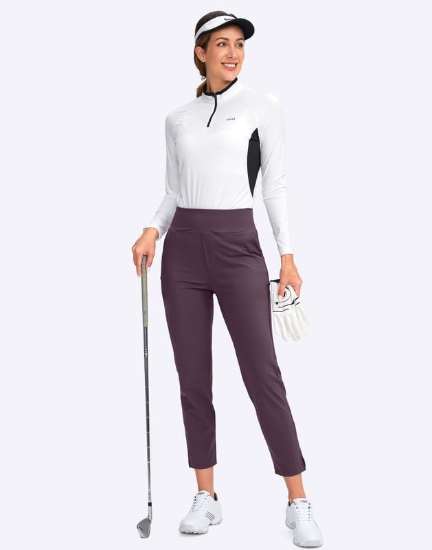 YYV Women's Golf Pants High Waist Stretch Ankle Pants with Pockets | Work Ankle Pants, Dress Pants with 4 Pockets, For Yoga Business Travel Casual