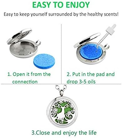 Aromatherapy Essential Oil Diffuser Stainless Steel Silver Magnetic Locket Pendant 2 Sizes Chain Necklace, Refill Pads & Diffuser Bracelet in a Velvet Bag (Standing Winter Deer)