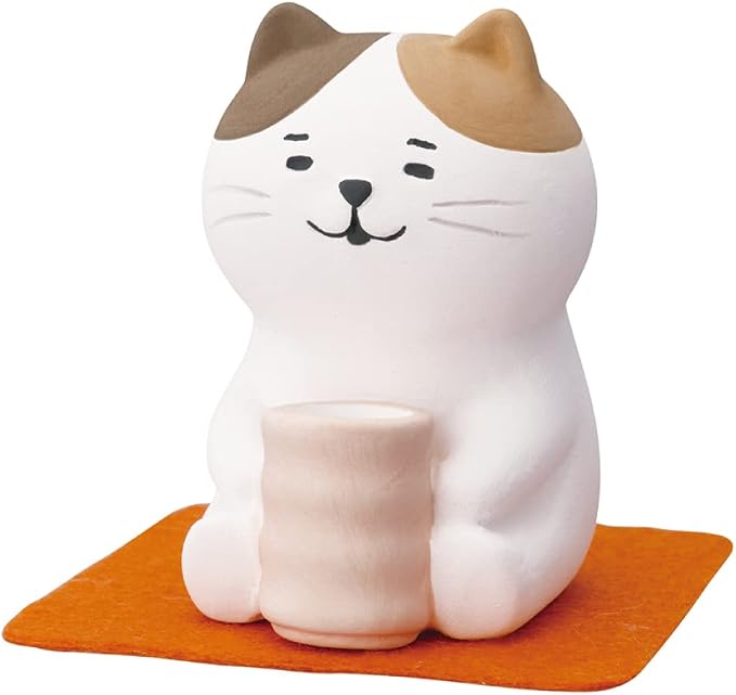 Stone Diffuser Tea-Drinking Animals [ Designed in Japan] Non Electric Passive Diffuser for Essential Oil and Aromatherapy (Ceramic/Clay) (Tea-Drinking cat)