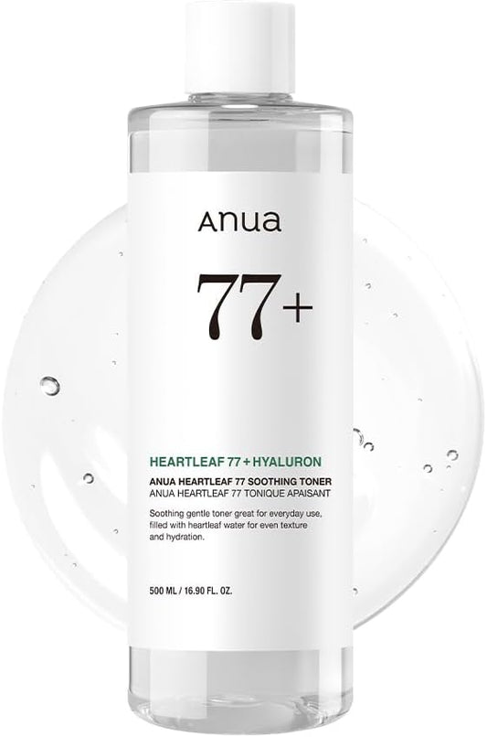 Anua Heartleaf 77 Soothing Toner, Moisturizing & Calming Facial Toner for Glass Skin, Hyaluronic Acid, Lightweight Hydration for Sensitive Skin, Redness Relief,Skin Cooling,Korean Skin Care,16.9 fl.oz