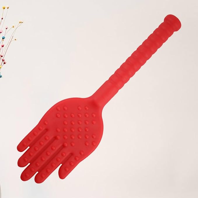 Palm Shaped Plastic Health Massage Hammer Durable Elastic Beat Pat Tool for Fatigue Relief Blood Circulation for Full Body Therapy Red