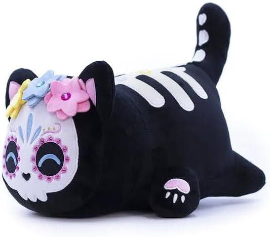 Halloween Black Skull Memeow Stuffed Animal Cat Plush Pillow for Kids Birthday - Cats Plush Figures Toys with Collection ＆ Decoration