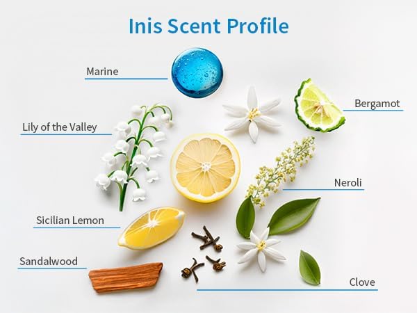 Inis the Energy of the Sea - Reed Diffuser Set with Fragrance Oil | Glass Bottle and Fibre Reeds, Clean Ocean Fresh Aquatic Home Fragrance for Living Room, Bathroom and Bedroom
