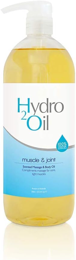 Hydro 2 Oil Muscle and Joint Massage Oil 33.8 fl oz - Water Dispersible Formula with penetrating Essential Oils for Aching Muscles