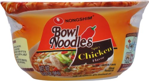 Nongshim Ramen Noodles, Gourmet Instant Ramen bowl, Premium Microwavable Noodle Soup, Spicy Chicken, 3.03 Ounce (Pack of 2)