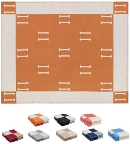 Fcteap h Blanket Soft Throw Blanket Faux Fleece Cashmere Plaid Warm Shawl Thick Knitted Plush Cozy Comfy for Women Throw Blanket for Sofa Couch Bed Queen King Size 55x66 in (Orange)