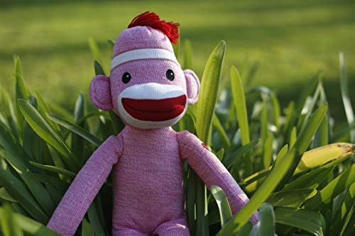 Plushland 20" Adorable Sock Monkey, Soft Plush Knitted Stuffed Animal Toy Gift - for Kids, Babies, Teens, Girls and Boys Baby Doll Present Gift Mother's Day Birthday Graduation Puppet (Pink)