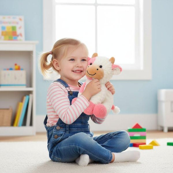 Cow Stuffed Animals Soft Plush Cute Cow Doll for Boys Girls 8in (zuo NIU fense)